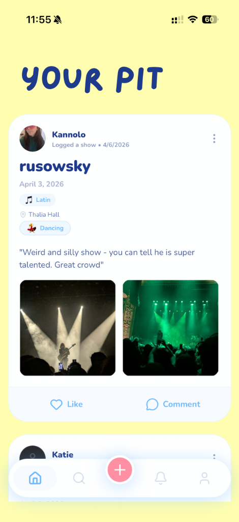 Your Pit - track upcoming shows and see what friends are attending